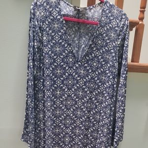 Lulus blue and white maxi dress with bell sleeves NWT